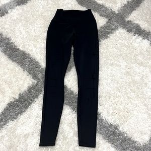 ALO, Black, motto-style, ripped  leggings.